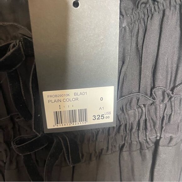 $325 The Kooples Shirred Long Maxi Black Dress with Bows Tiered Skirt NWT - Picture 11 of 15